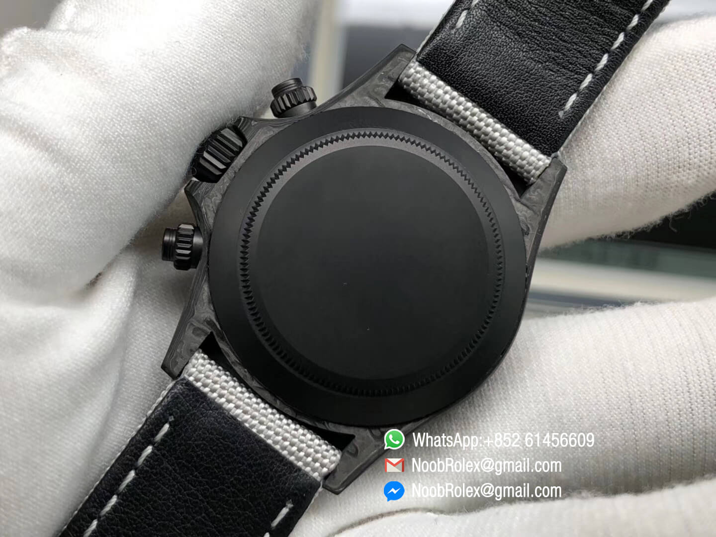 Swiss Replica Watches Daytona DIW Black Carbon Case and Bezel White Black Dial on Black Nylon Strap A7750 TWF Best Edition 07