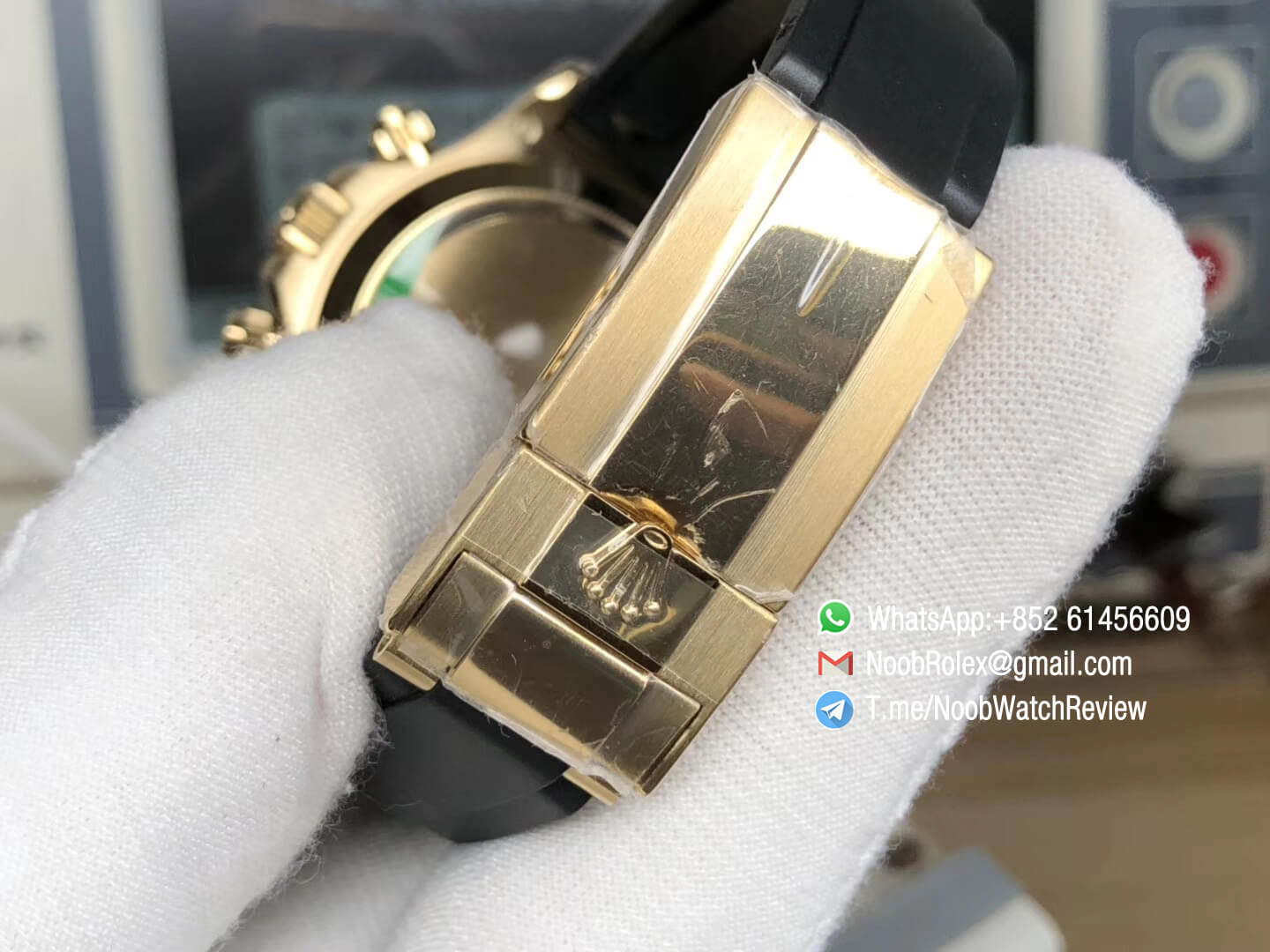 JH Factory Rolex Daytona 116518LN 40mm Champagne Dial Diamond Markers on Black Rubber Strap A4130 Chrono Movement 09