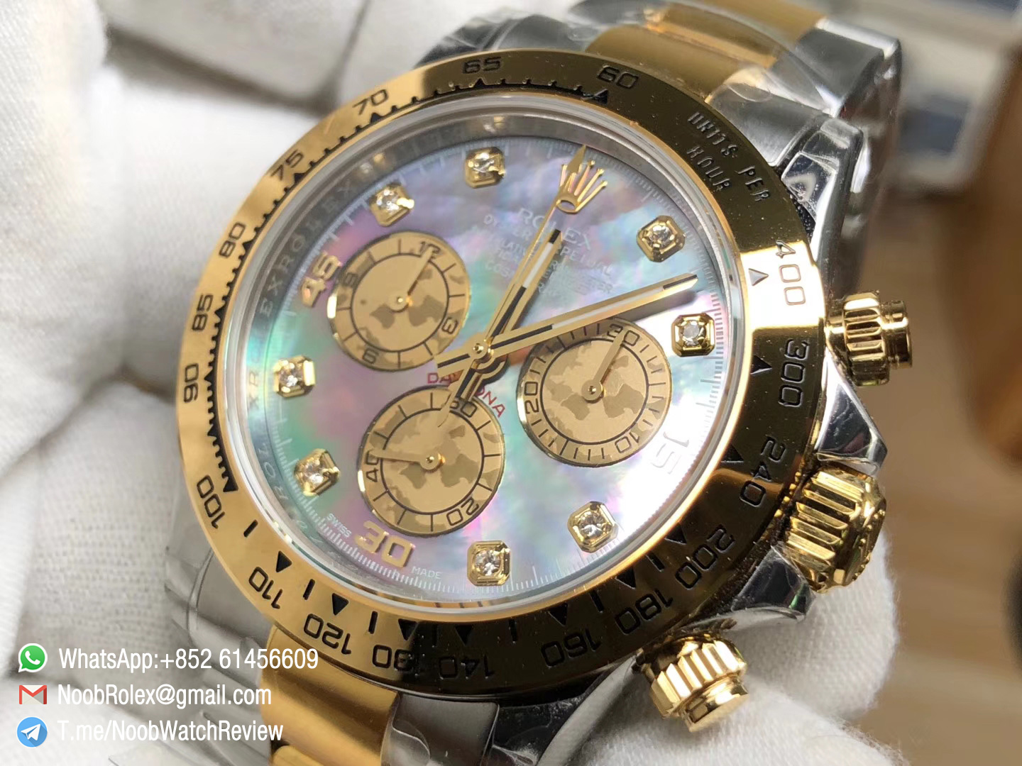 JHF Rolex Daytona 116503 Yellow Gold Case Bracelet Blue MOP Dial A4130 Chrono Movement 05