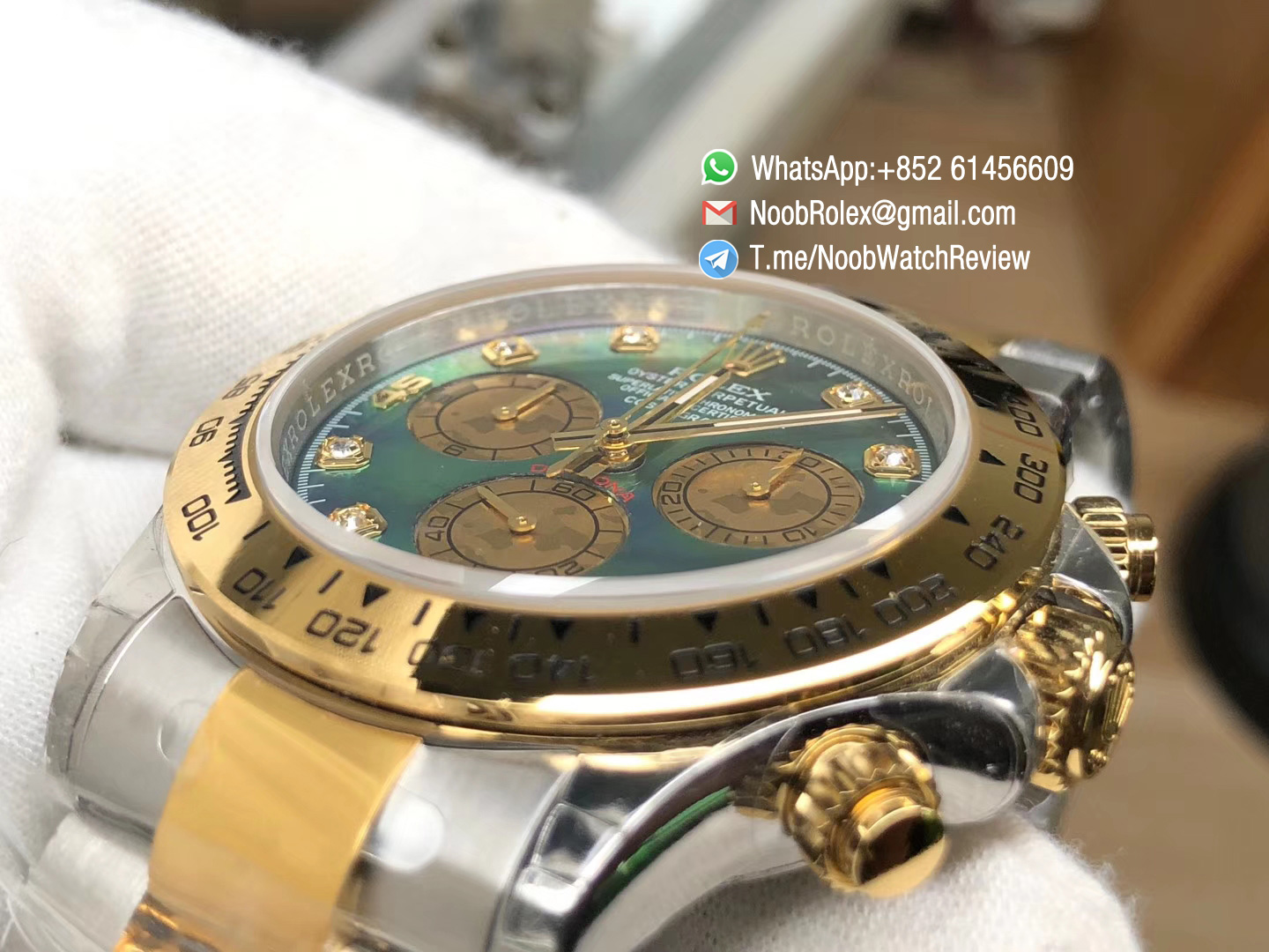JHF Rolex Daytona 116503 Yellow Gold Case Bracelet Blue MOP Dial A4130 Chrono Movement 06