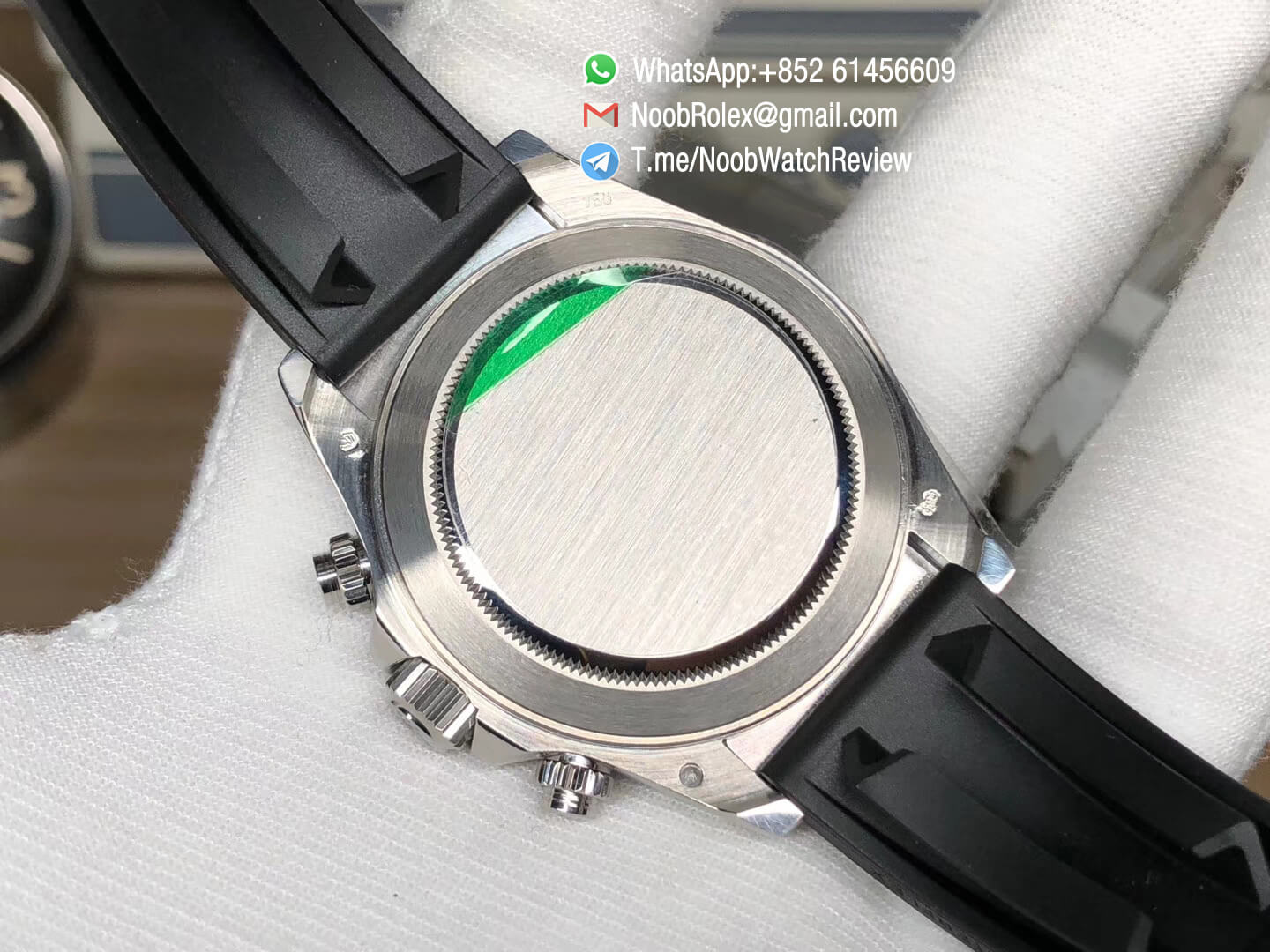 Noob Factory Daytona 116519 904L Steel Case Black Dial Diamonds Markers on Black Rubber Strap SA4130 V2 08