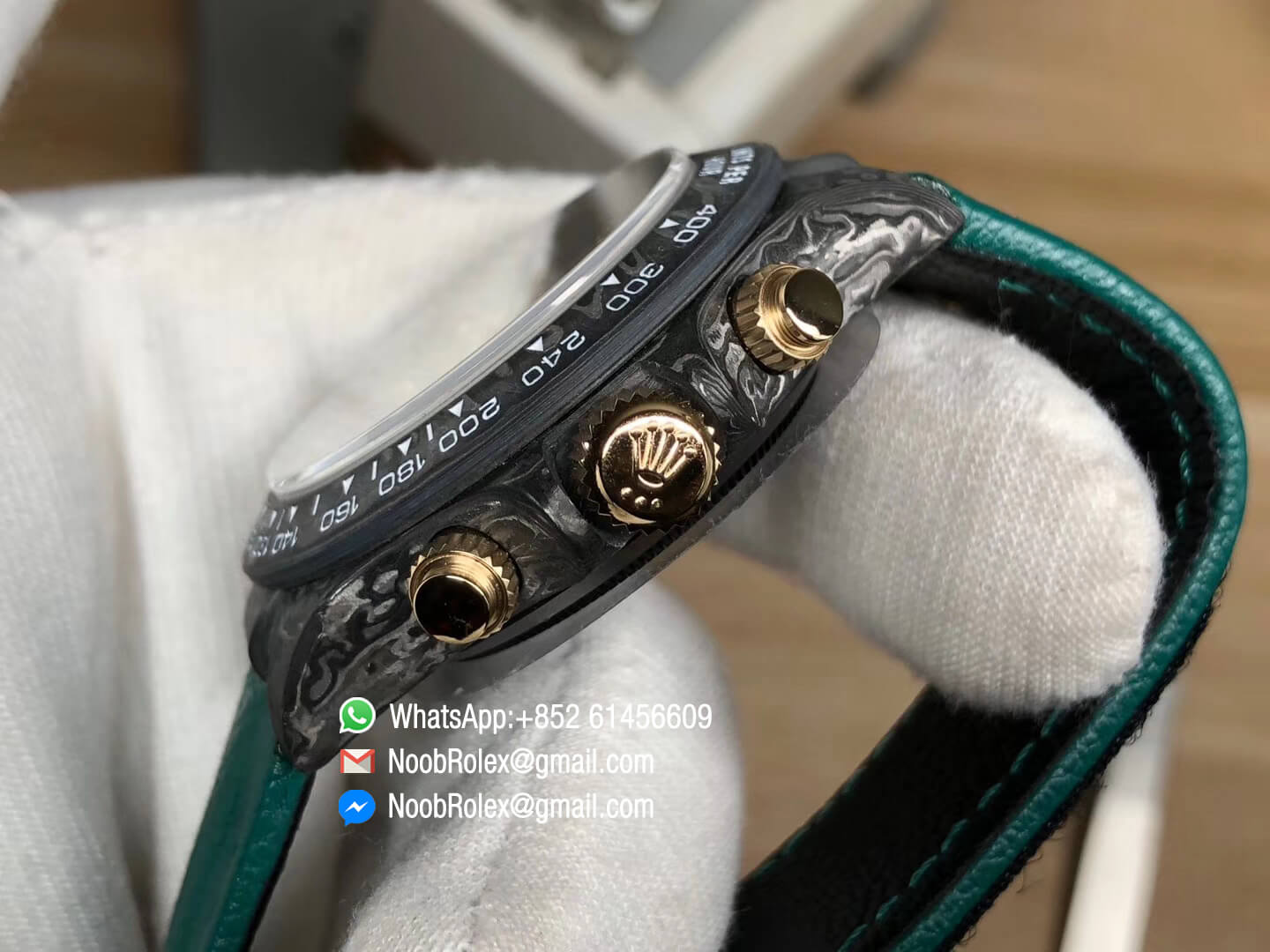 WWF Best Edition Rolex Daytona DiW Carbon Case and Bezel Motley Edition Colorful Dial Gold Subdial on Black Nylon Strap A7750 06