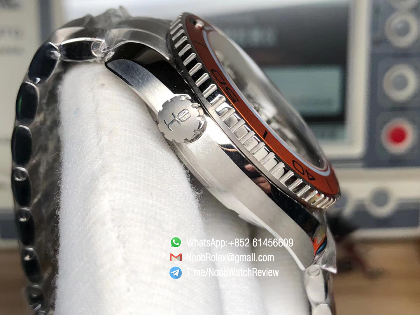 VS Factory Planet Ocean Professional 600m CO AXIAL Orange Bezel 45mm Steel Bracelet A8500 Super Clone Movement 04