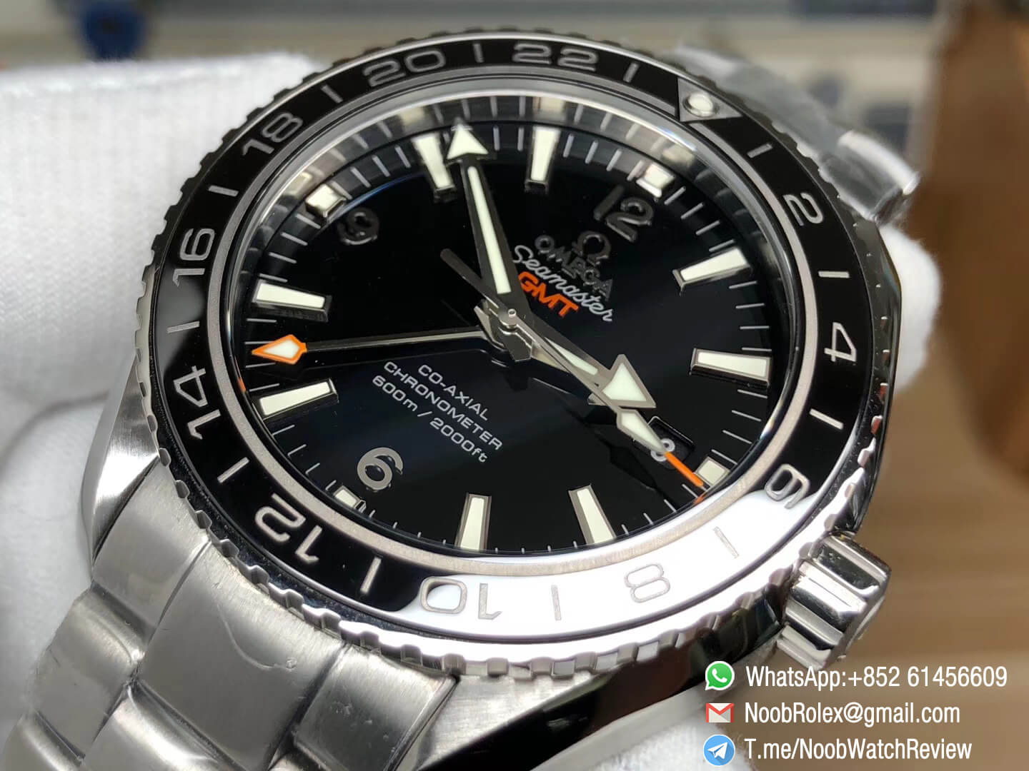 VSF Best Edition Planet Ocean 600M Co Axial 43mm GMT Black Dial Silver Markers on Steel Bracelet Asian Clone 8605 Movement 05