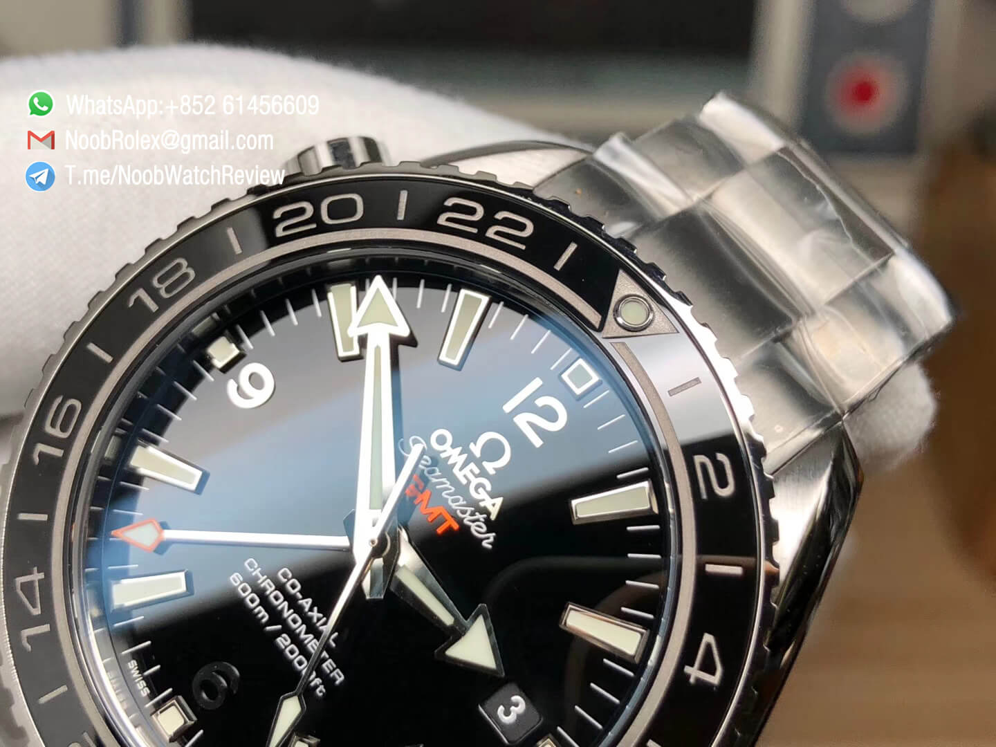 VSF Best Edition Planet Ocean 600M Co Axial 43mm GMT Black Dial Silver Markers on Steel Bracelet Asian Clone 8605 Movement 06