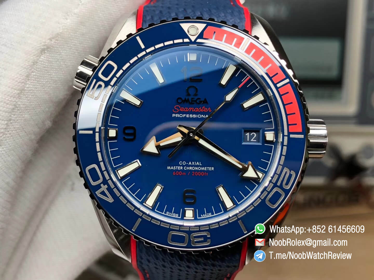VSF Planet Ocean 600m 43mm Pyeongchang 2018 Edition Blue Dial on Blue Nylon Strap A8900 Super Clone Movement 02