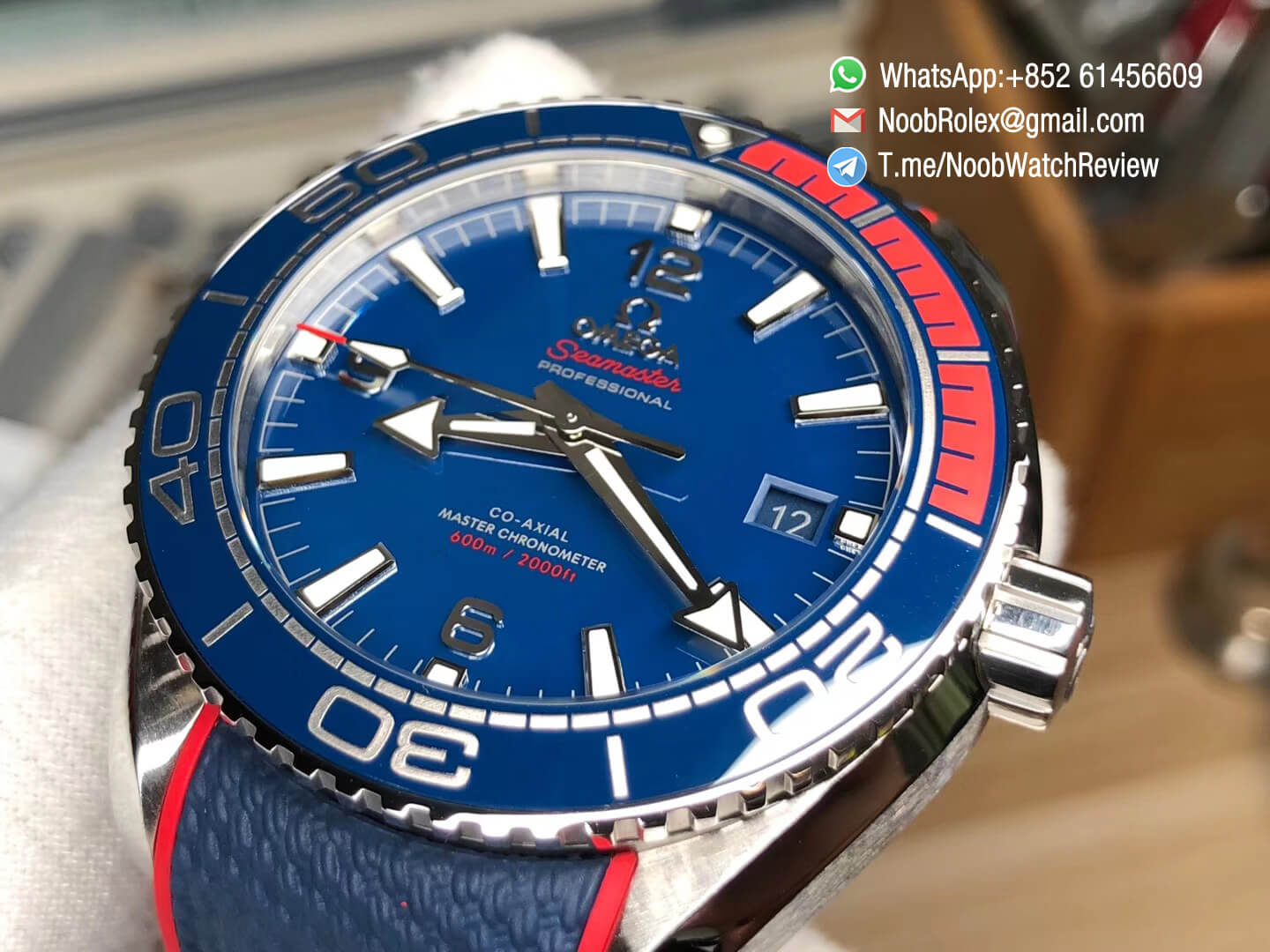 VSF Planet Ocean 600m 43mm Pyeongchang 2018 Edition Blue Dial on Blue Nylon Strap A8900 Super Clone Movement 05