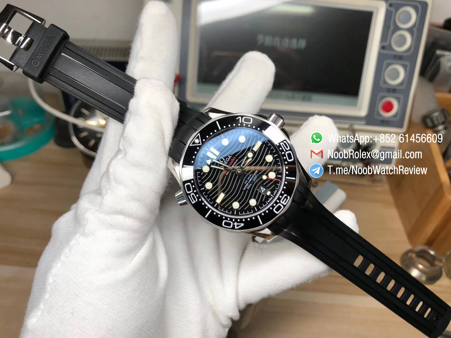 VSF V2 2018 Seamaster Diver 300M Black Ceramic Black Dial Wavy Textured on Black Rubber Strap A8800 Black Balance Wheel 09
