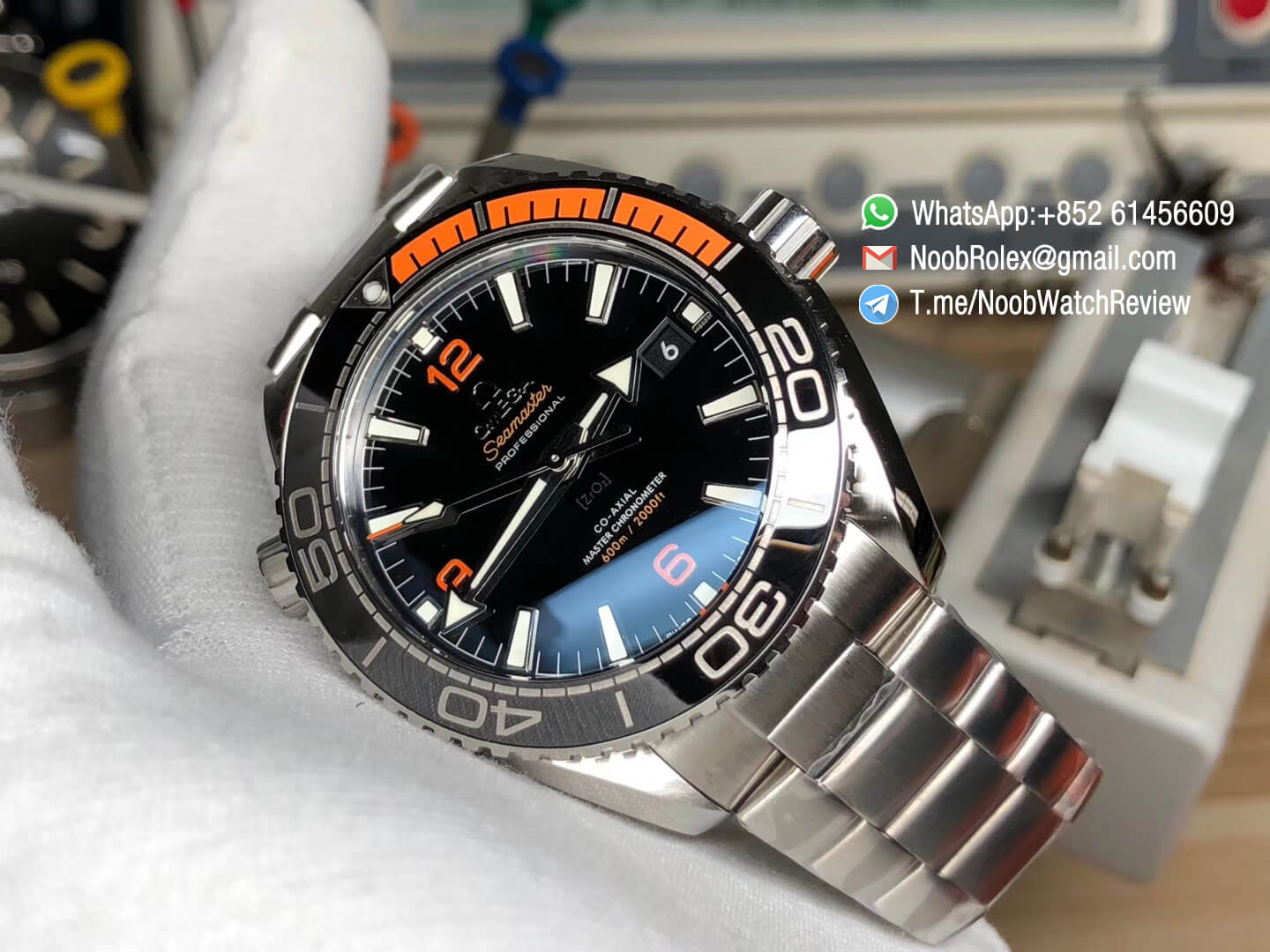 VSF V2 Seamaster Diver 600m Planet Ocean Stainless Steel Case Bracelet Black Orange Bezel Black Dial Asian Clone 8900 Movement 09
