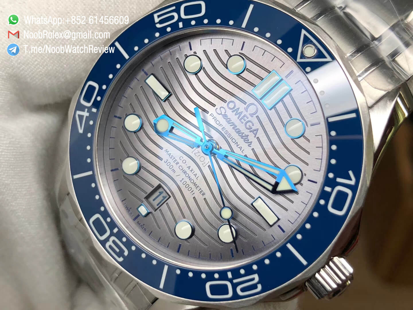 VS Factory 2018 Omega Seamaster Diver 300m Co Axial Series Steel Case Bracelet Grey Wave Textured Dial Asia Clone A8800 Movement 06