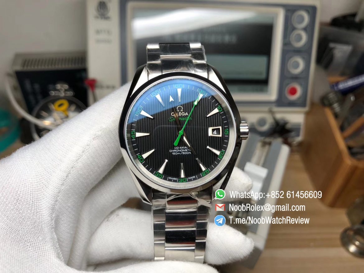 VS Factory Seamaster Aqua Terra 41mm 150m Black Dial Green Seconds Needle Steel Case Asia Clone 8500 Calibre 01