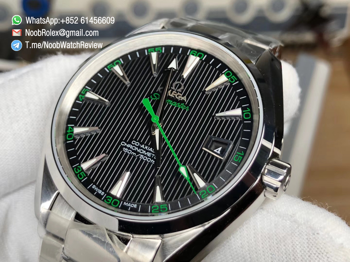 VS Factory Seamaster Aqua Terra 41mm 150m Black Dial Green Seconds Needle Steel Case Asia Clone 8500 Calibre 05