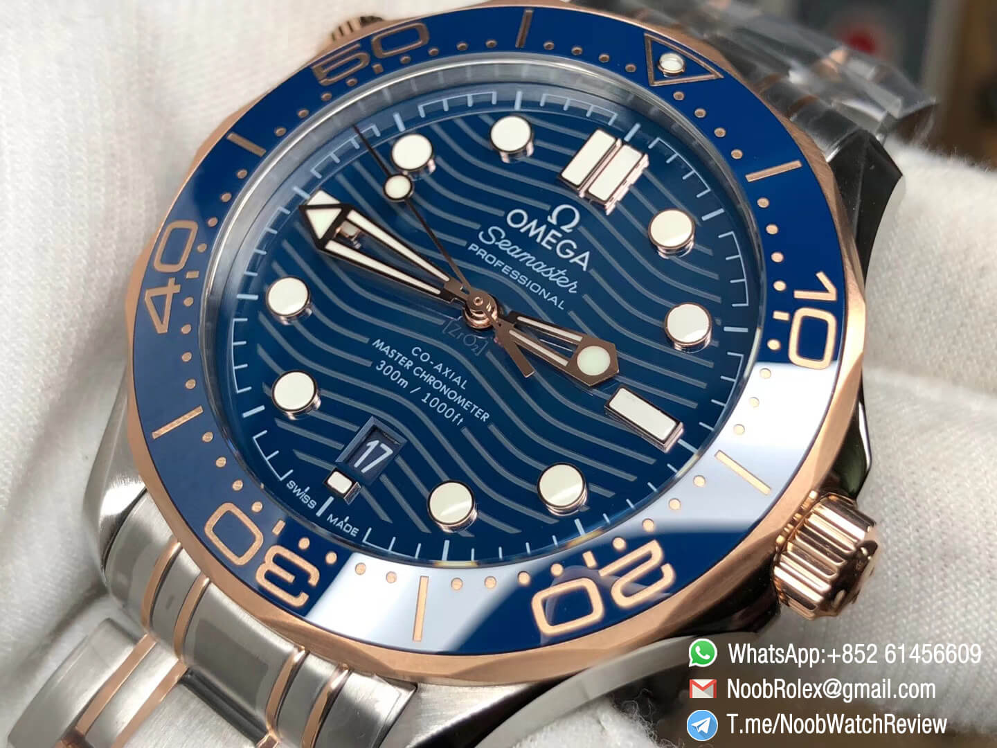 Omega seamaster two tone blue dial deals