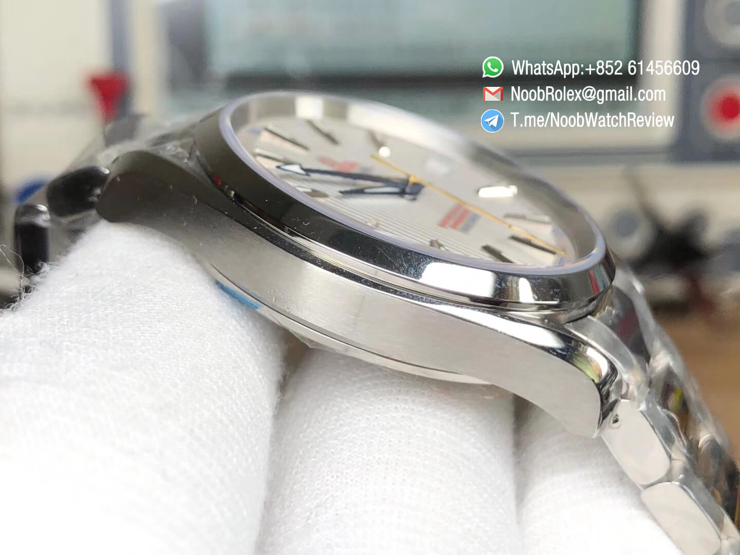 VSF Omega Seamaster Aqua Terra 150M Steel Case White Textured Dial Blue Hands on Steel Bracelet A8500 Super Clone Movement 04