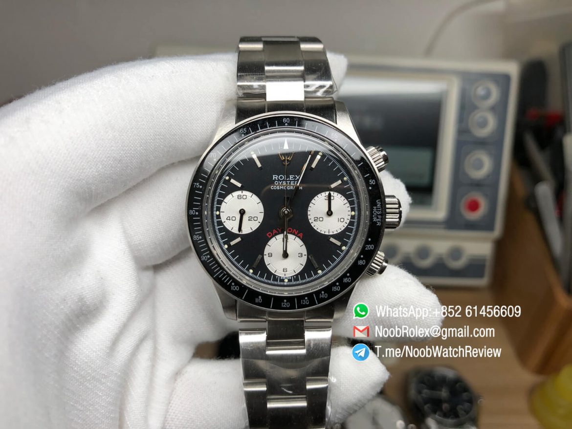 Vintage Rolex Daytona 6263 Steel Case Black Dial Black Tachymeter Bezel on Steel Bracelet Automatic Chrono Movement 01