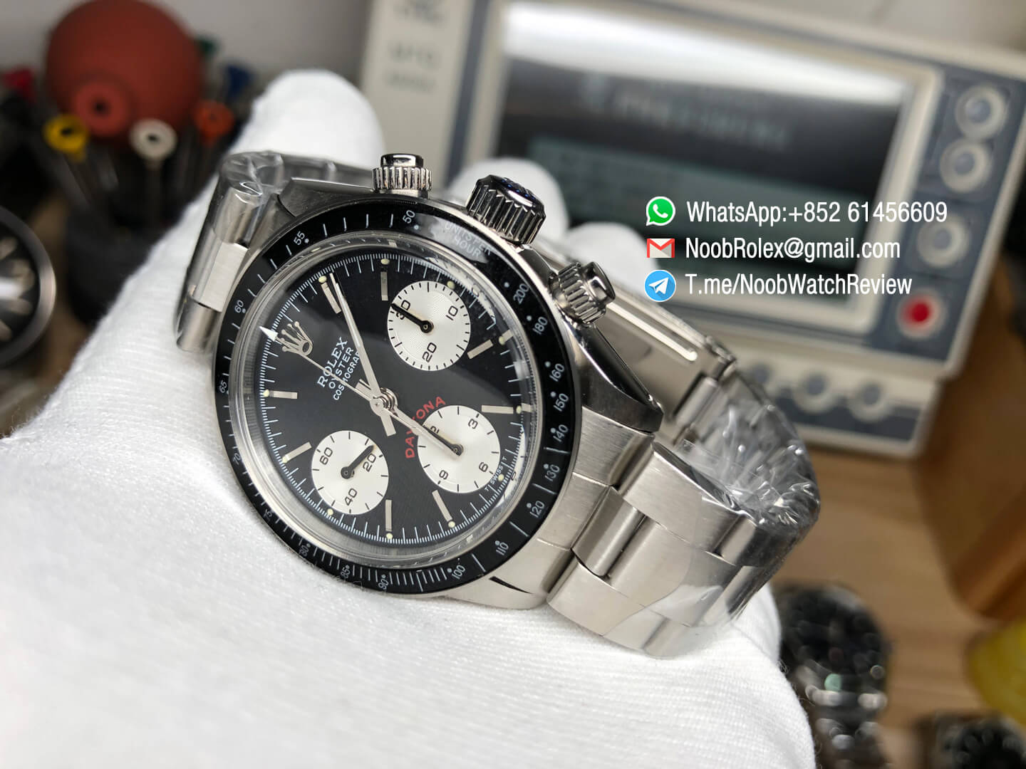 Vintage Rolex Daytona 6263 Steel Case Black Dial Black Tachymeter Bezel on Steel Bracelet Automatic Chrono Movement 09