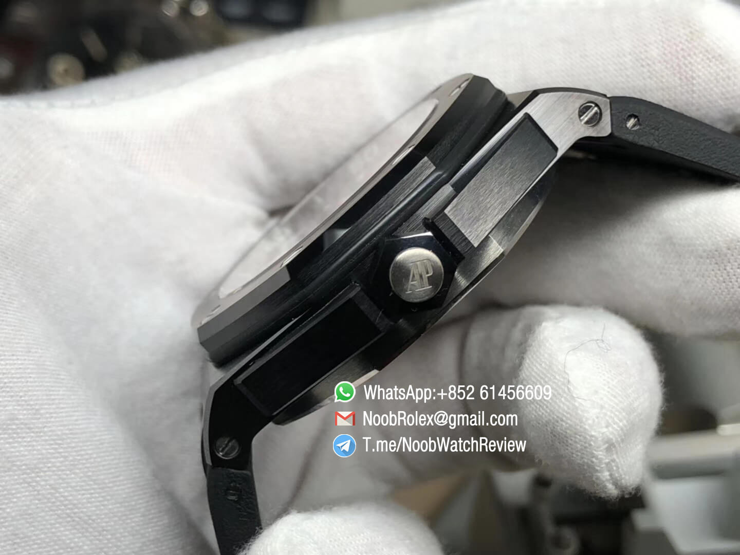 JF High Quality Rep Watch Royal Oak Offshore Diver AP 15707 Quarter Orange Index Ceramic Case on Rubber Strap A3120 07