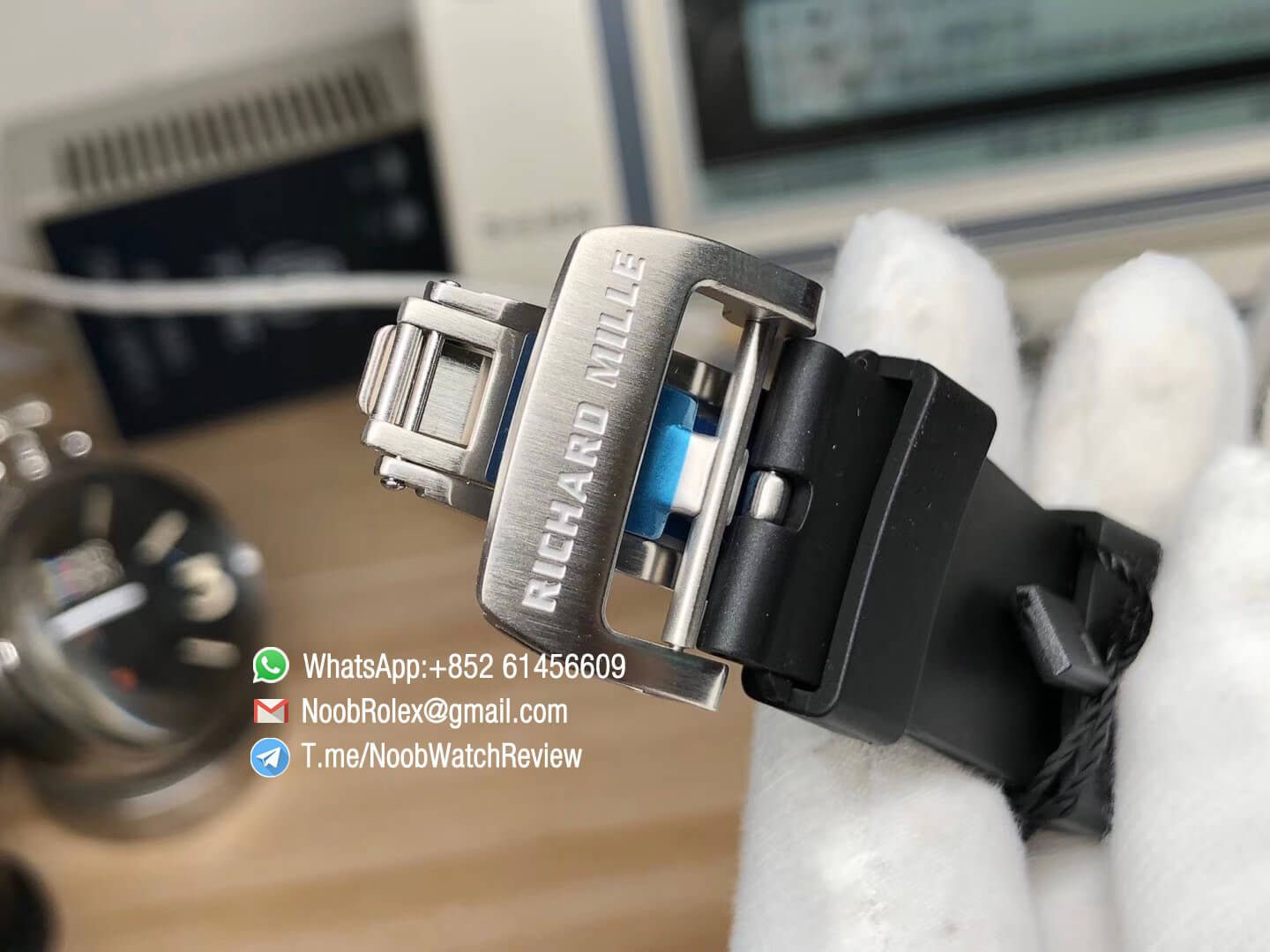 KVF Best Clone RM11 03 Crystal Skeleton Dial Steel Case Titanium Mid Case on Black Racing Rubber Strap A7750 Chrono Movement 08