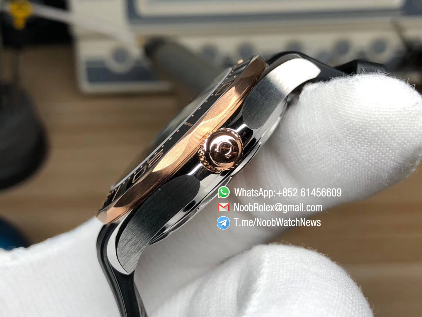 VS Factory 2018 Seamaster Diver 300M Steel Case Rose Gold Bezel Black with Wave Textured diaon Black Rubber Strap A8800 05