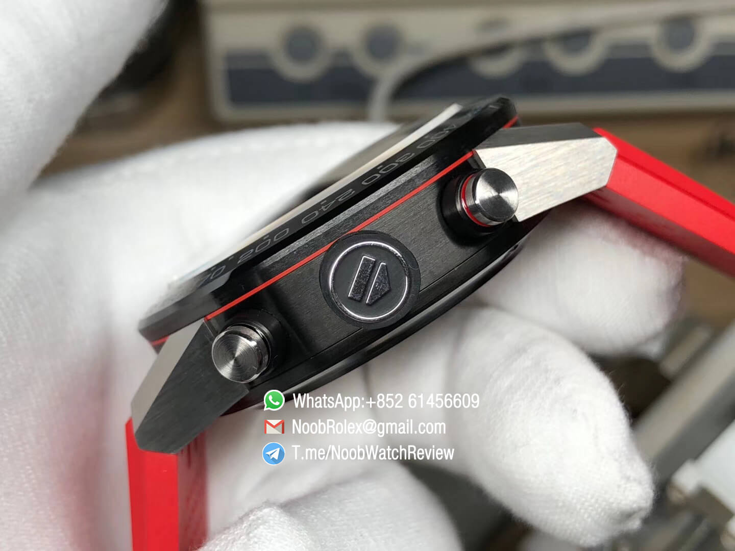 XF Top Rep Tag Heuer Carrera CAL Heuer 01 Chrono PVD Case Skeleton Dial Red Hand Red Rubber Strap Asain Clone 1887 Movement 06