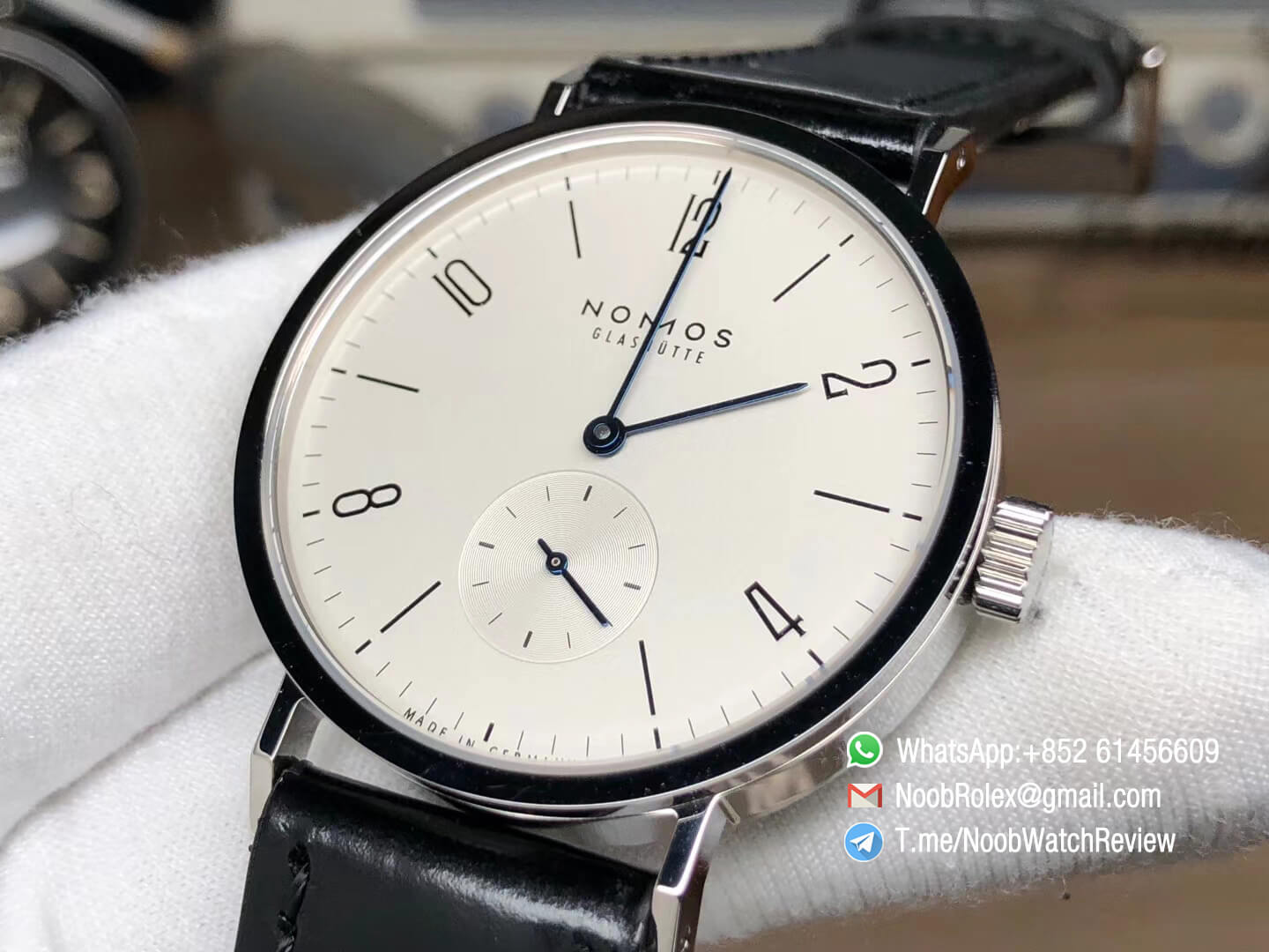 GP Factory Top Replica Nomos Tangomat Nomos Tangente 38mm White Dial on Black Leather Strap A23J Automatic 05