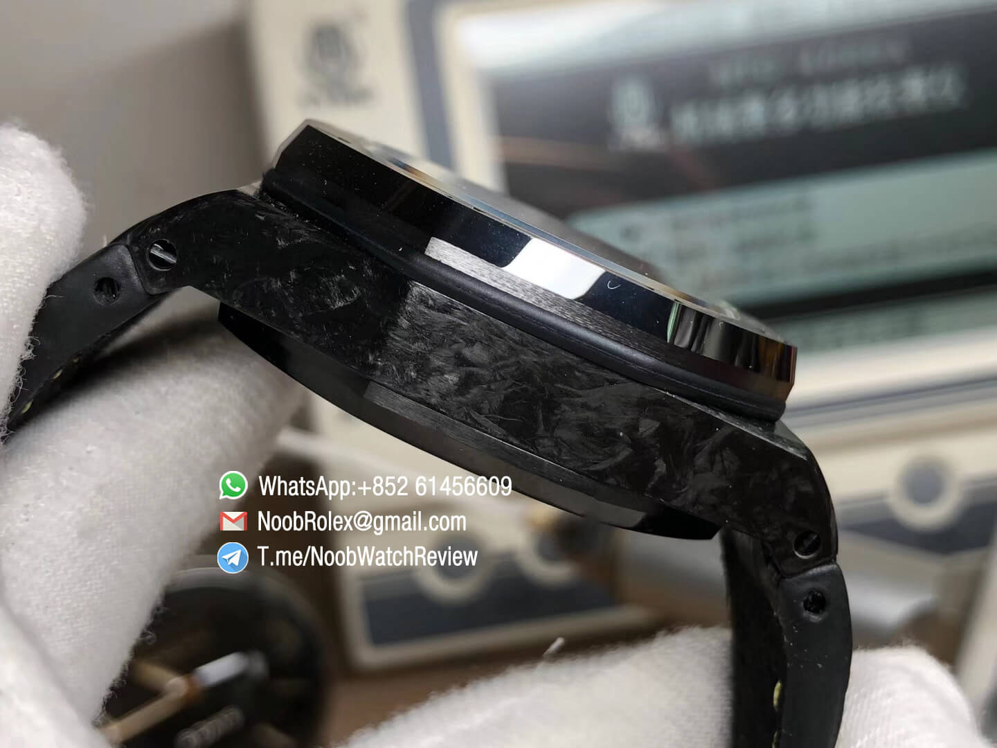 JF Best Edition Royal Oak Offshore Bumble Bee Forged Carbon on Black Hornback Leather Strap A7750 V2 04