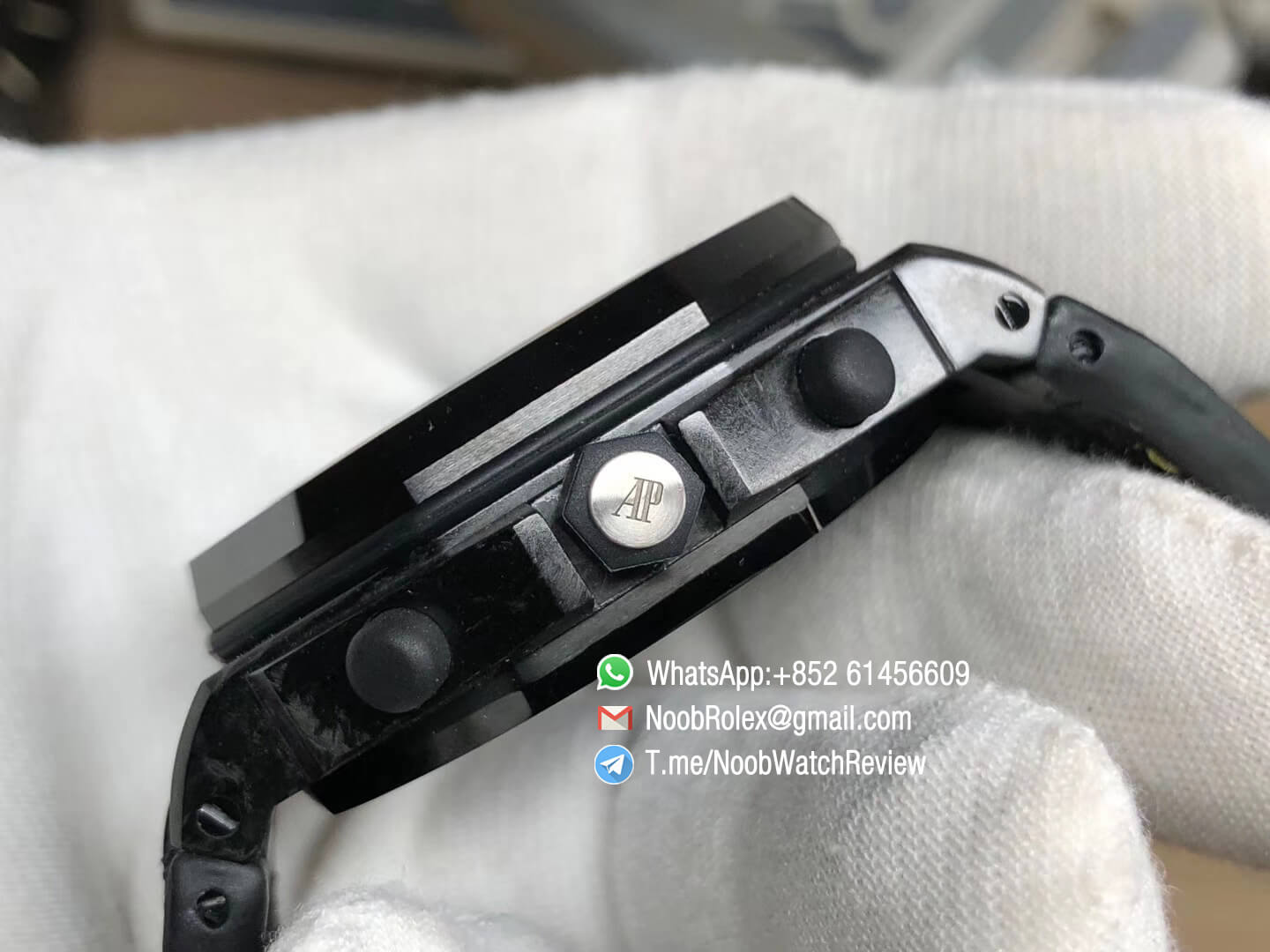 JF Best Edition Royal Oak Offshore Bumble Bee Forged Carbon on Black Hornback Leather Strap A7750 V2 06