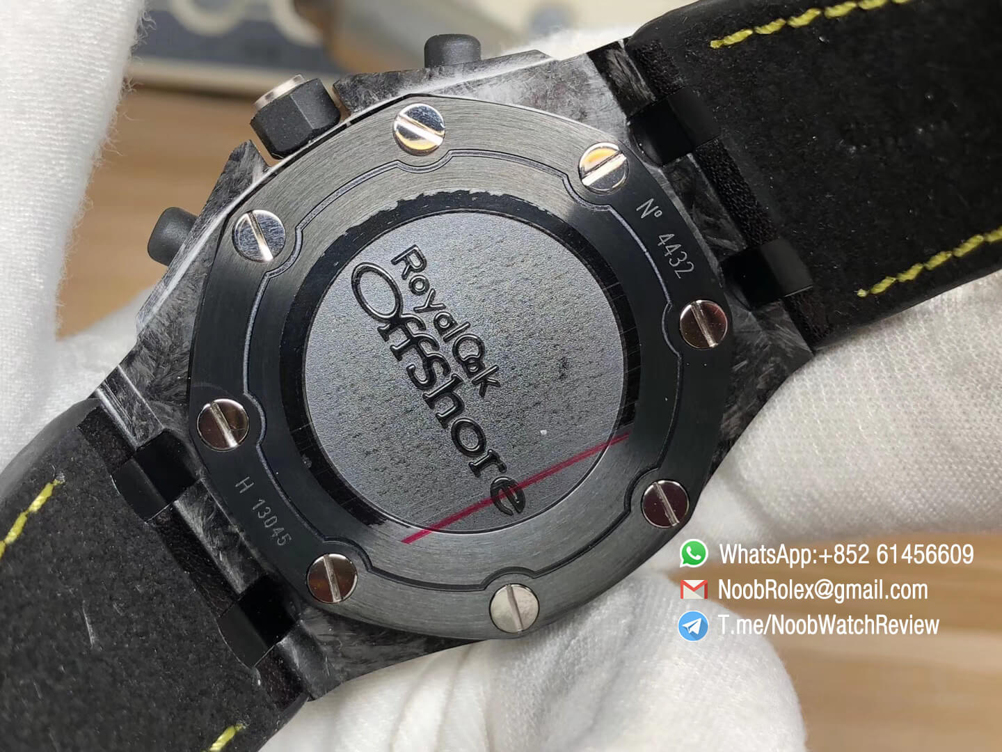 JF Best Edition Royal Oak Offshore Bumble Bee Forged Carbon on Black Hornback Leather Strap A7750 V2 07