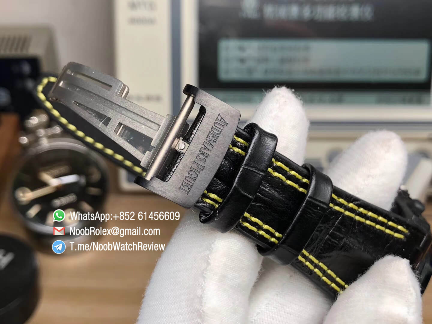 JF Best Edition Royal Oak Offshore Bumble Bee Forged Carbon on Black Hornback Leather Strap A7750 V2 08