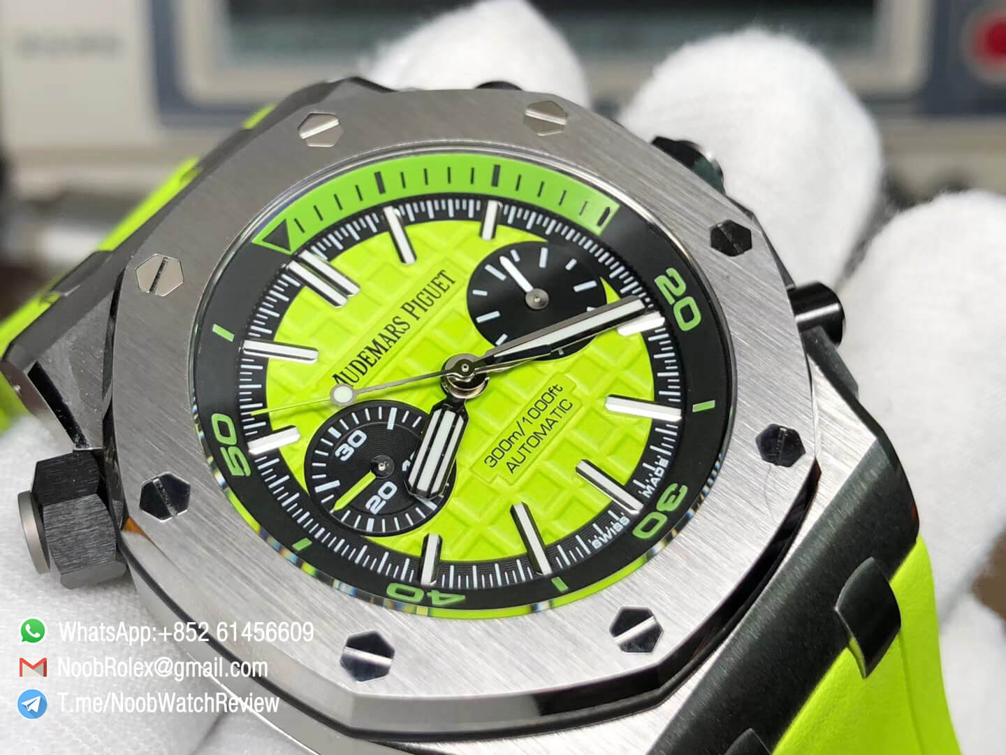 JF Best Edition Royal Oak Offshore Diver Chronograph Green Dial on Green Rubber Strap A3126 V2 03