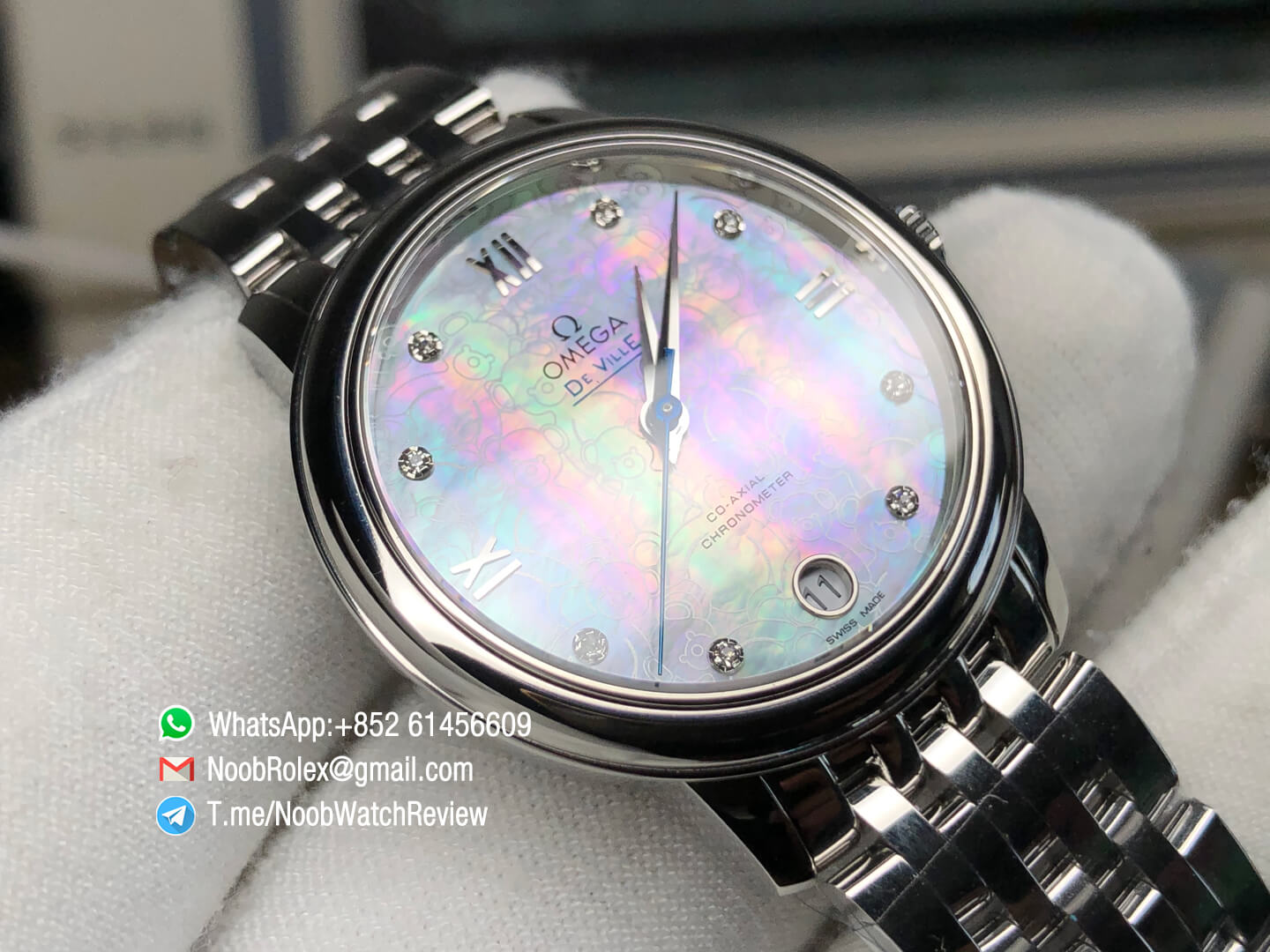 MKS Top Replica De Ville Prestige Co Axial Ladies watch Orbis Stainless Steel Case MOP Dial with Diamonds and Date Automatic 03