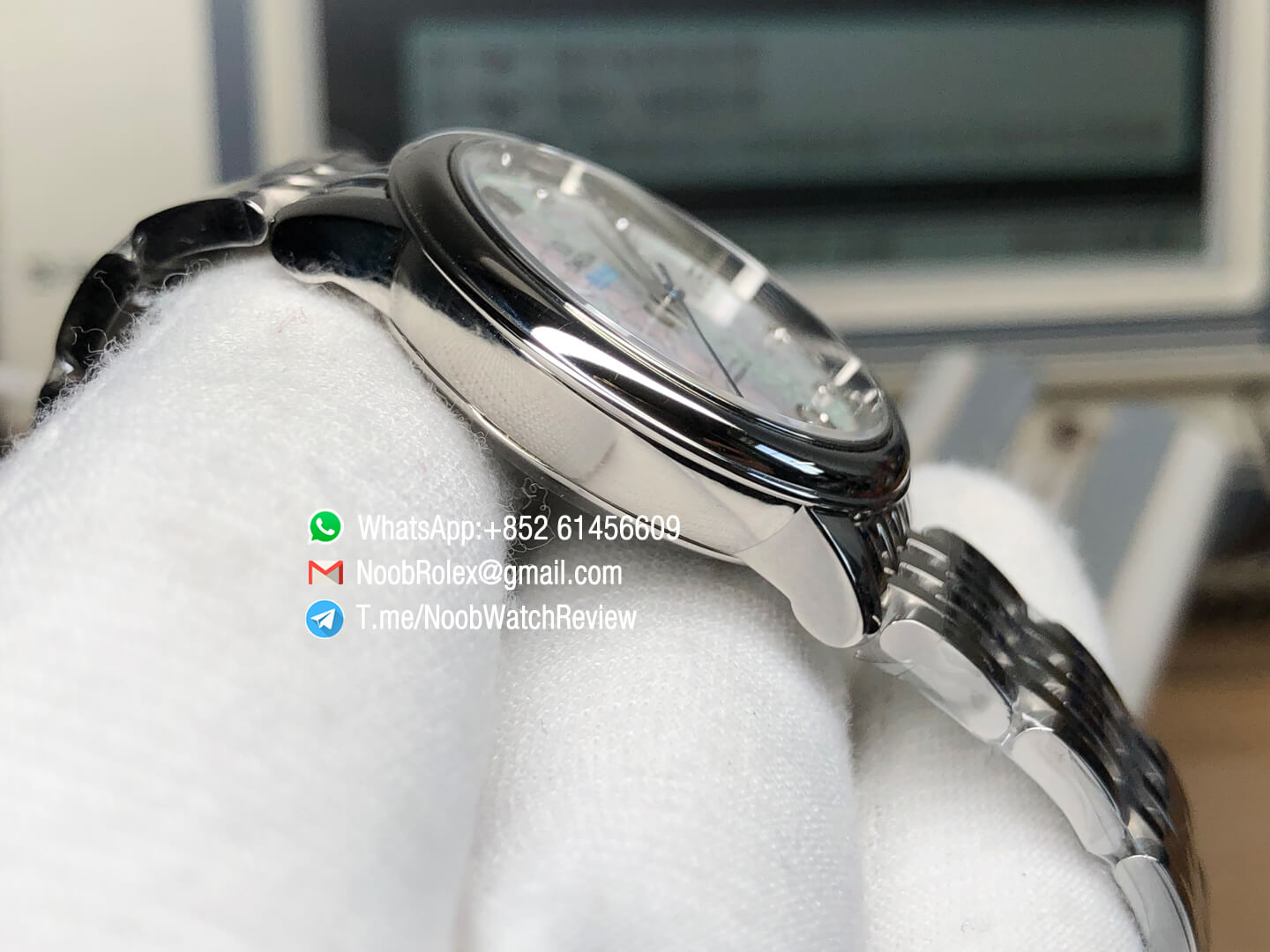 MKS Top Replica De Ville Prestige Co Axial Ladies watch Orbis Stainless Steel Case MOP Dial with Diamonds and Date Automatic 04