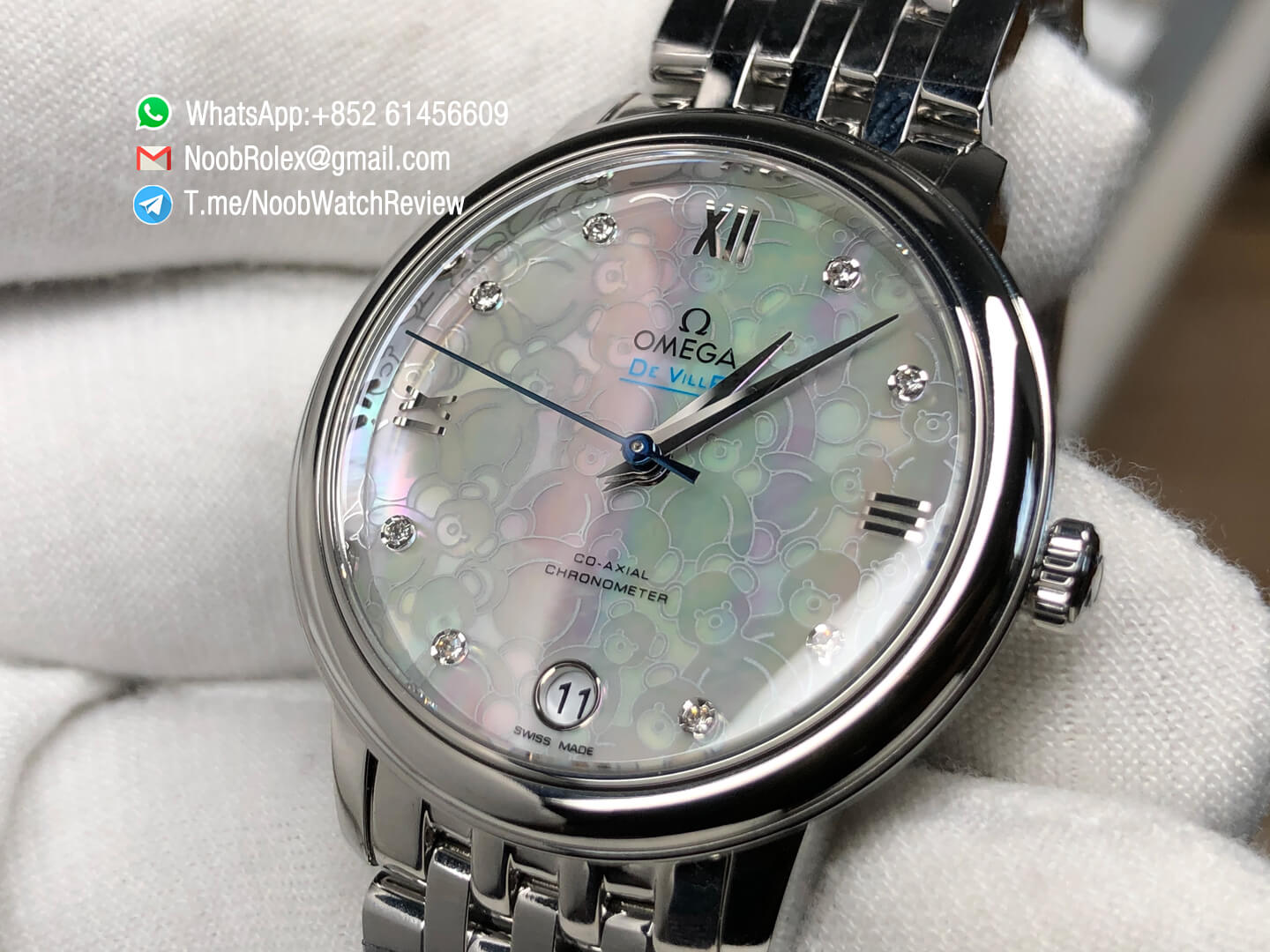 MKS Top Replica De Ville Prestige Co Axial Ladies watch Orbis Stainless Steel Case MOP Dial with Diamonds and Date Automatic 05