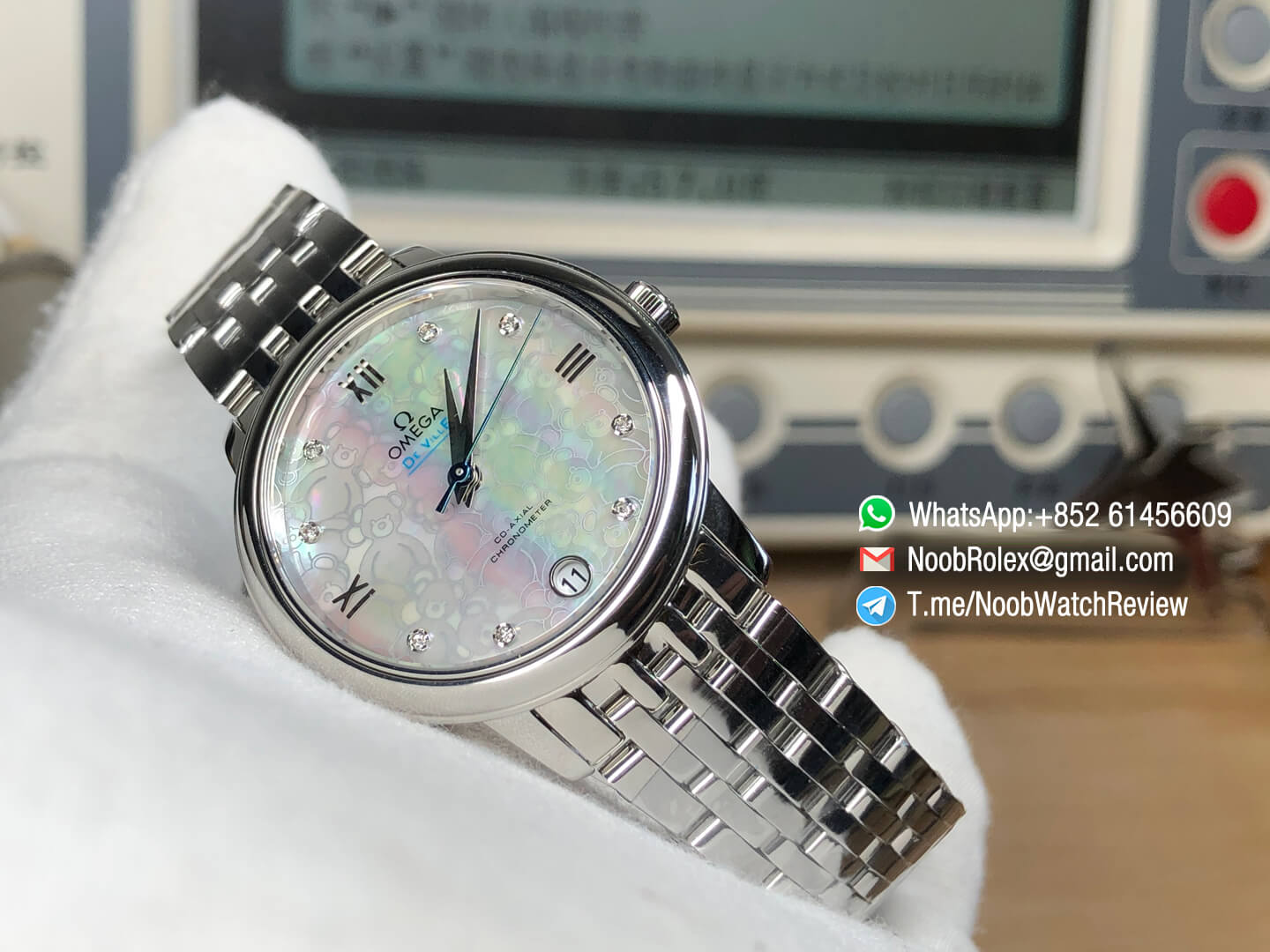 MKS Top Replica De Ville Prestige Co Axial Ladies watch Orbis Stainless Steel Case MOP Dial with Diamonds and Date Automatic 09