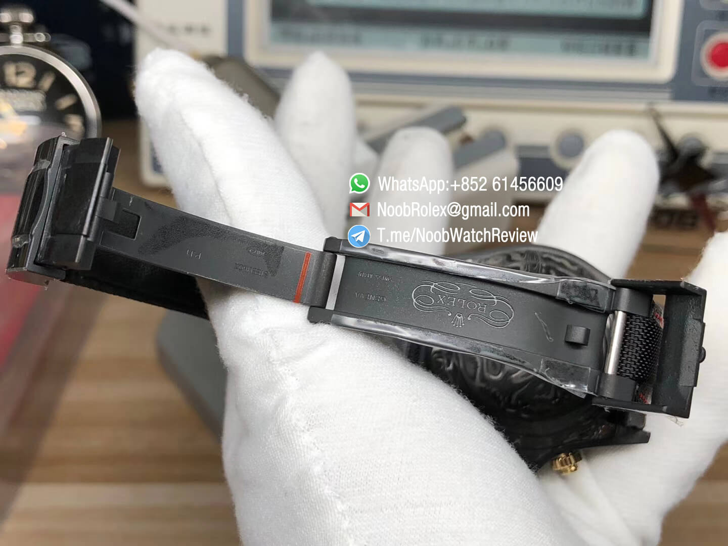 TWF High Quality Replica Daytona DIW Carbon Case and Bezel Black Dial with Yellow Gold Markers and Hands on Black Nylon Strap A7750 08