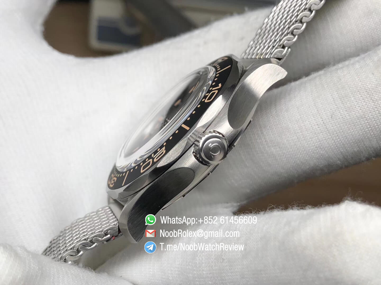 VS Factory Top Quality Omega Seamster Diver 300M James Bond 007 No Time to Die Titanium Case on Stainless Steel Mesh Bracelet A8806 05