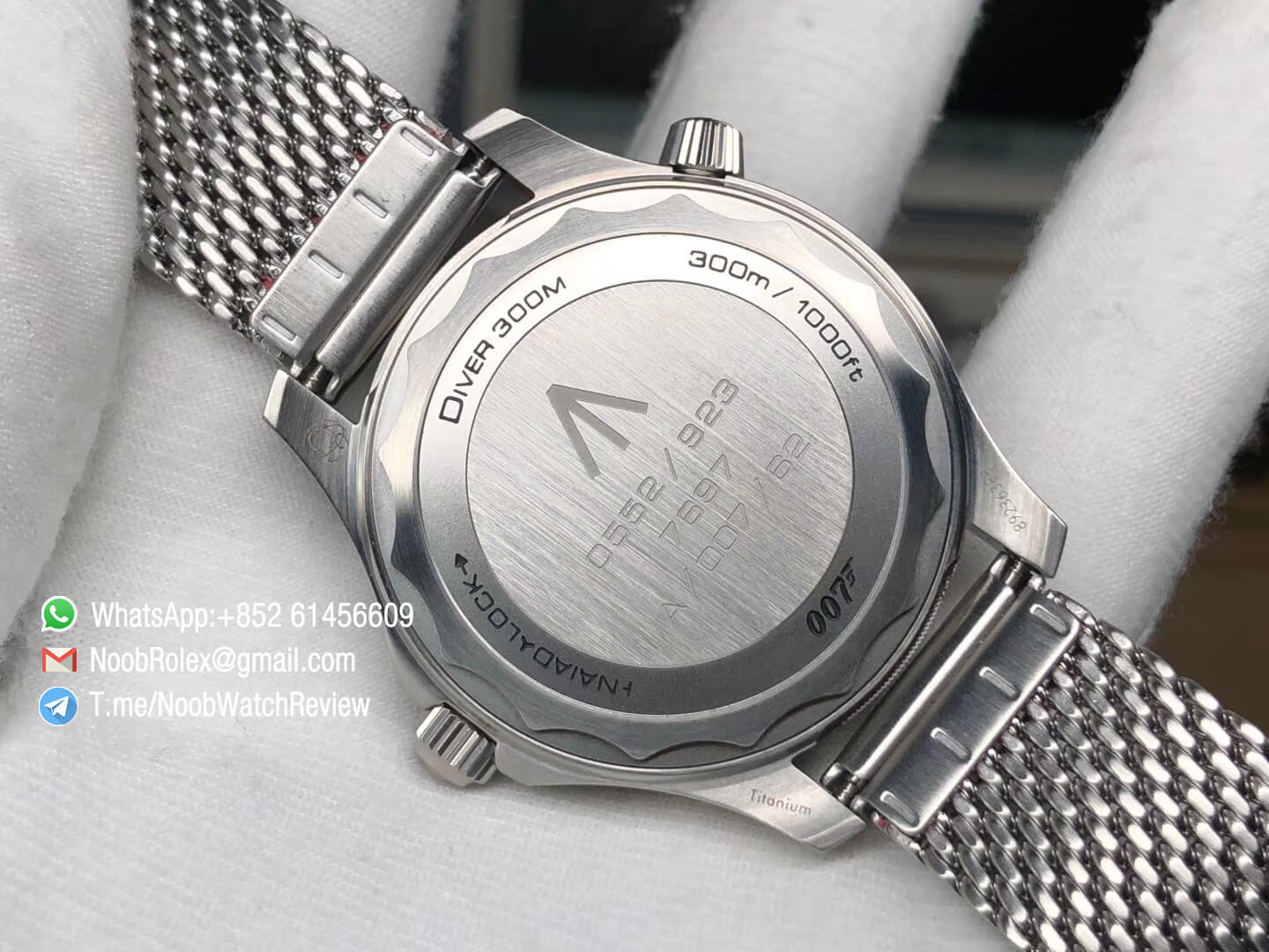 VS Factory Top Quality Omega Seamster Diver 300M James Bond 007 No Time to Die Titanium Case on Stainless Steel Mesh Bracelet A8806 07