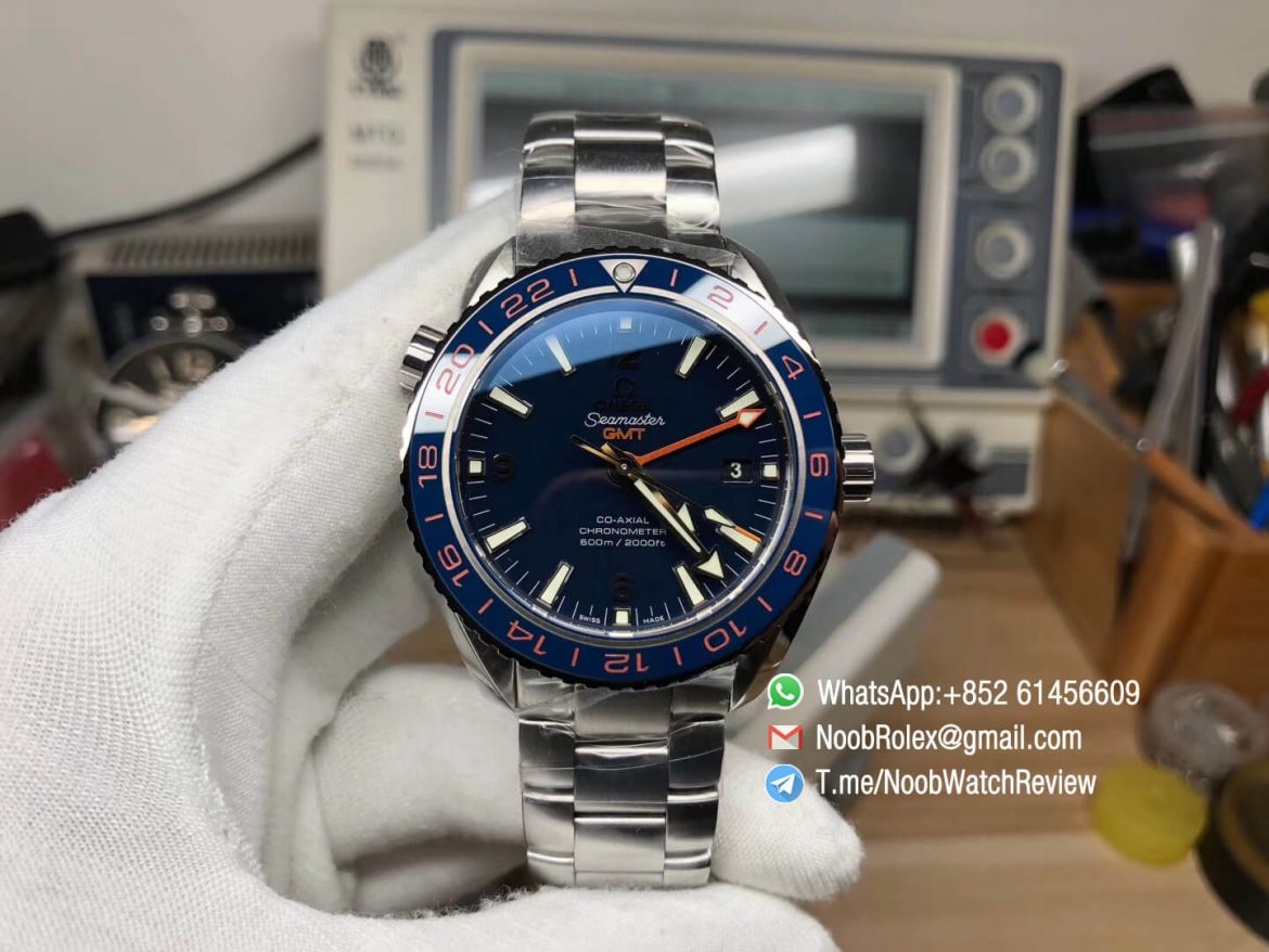 VSF Planet Ocean 600M GMT Blue Dial Blue Ceramic Bezel on Steel Bracelet A8605 Super Clone Movement 01