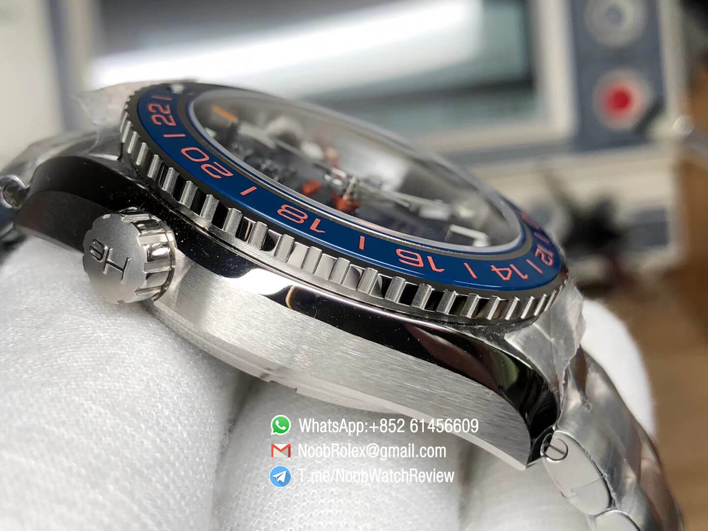 VSF Planet Ocean 600M GMT Blue Dial Blue Ceramic Bezel on Steel Bracelet A8605 Super Clone Movement 04
