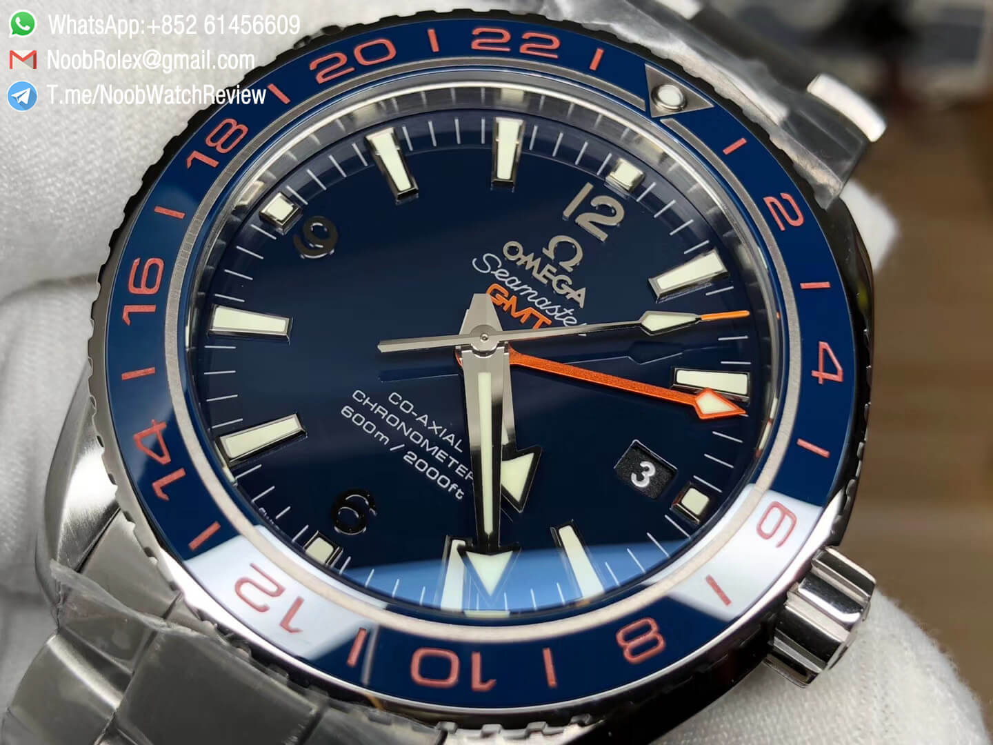 VSF Planet Ocean 600M GMT Blue Dial Blue Ceramic Bezel on Steel Bracelet A8605 Super Clone Movement 05