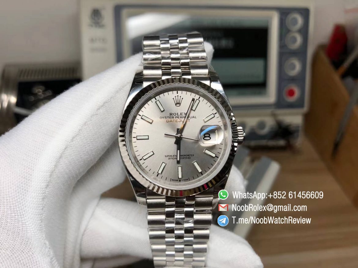 GMF Best Replica DateJust 36 126234 Steel Case 904L Steel Silver Dial Stick Markers on Jubilee Bracelet SA3235 01