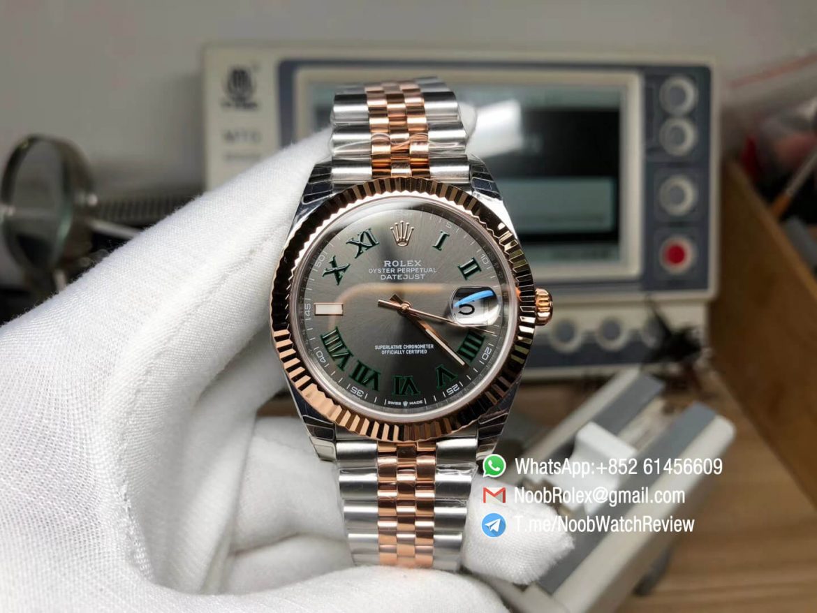 GMF Sup Rep Rolex DateJust 126331 41mm 904L Steel Case Wrapped Rose Gold Gray Dial Stick Marker On Two Tone Oyster Bracelet SA3255 01