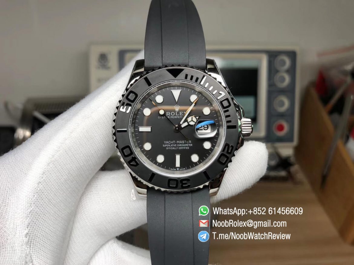 GMF Swiss Watch Replica Manufacturer Rolex Yacht Master 42mm 226659 3D Black Ceramic Bezel on Black Rubber Strap SA3235 01