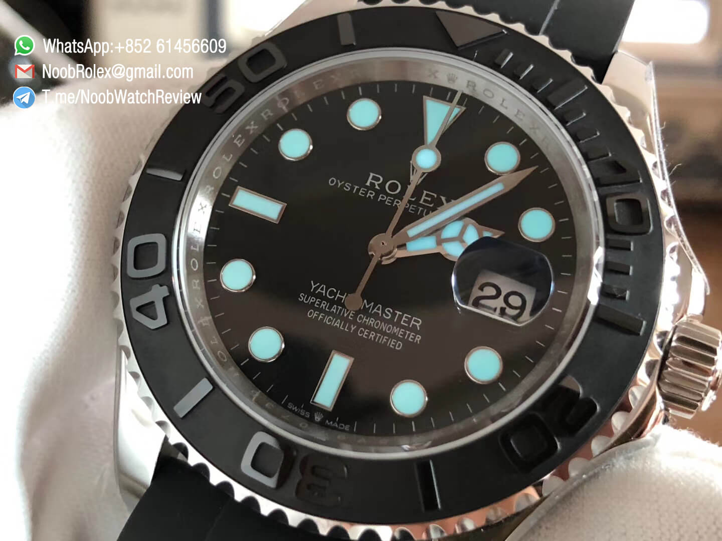 GMF Swiss Watch Replica Manufacturer Rolex Yacht Master 42mm 226659 3D Black Ceramic Bezel on Black Rubber Strap SA3235 09