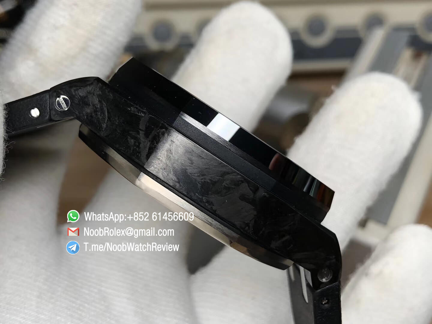 JF V2 Sup Rep Royal Oak Offshore 26400AU 44mm Ceramic Bezel Novelty Forged Carbon Case on Black Rubber Strap A3126 04