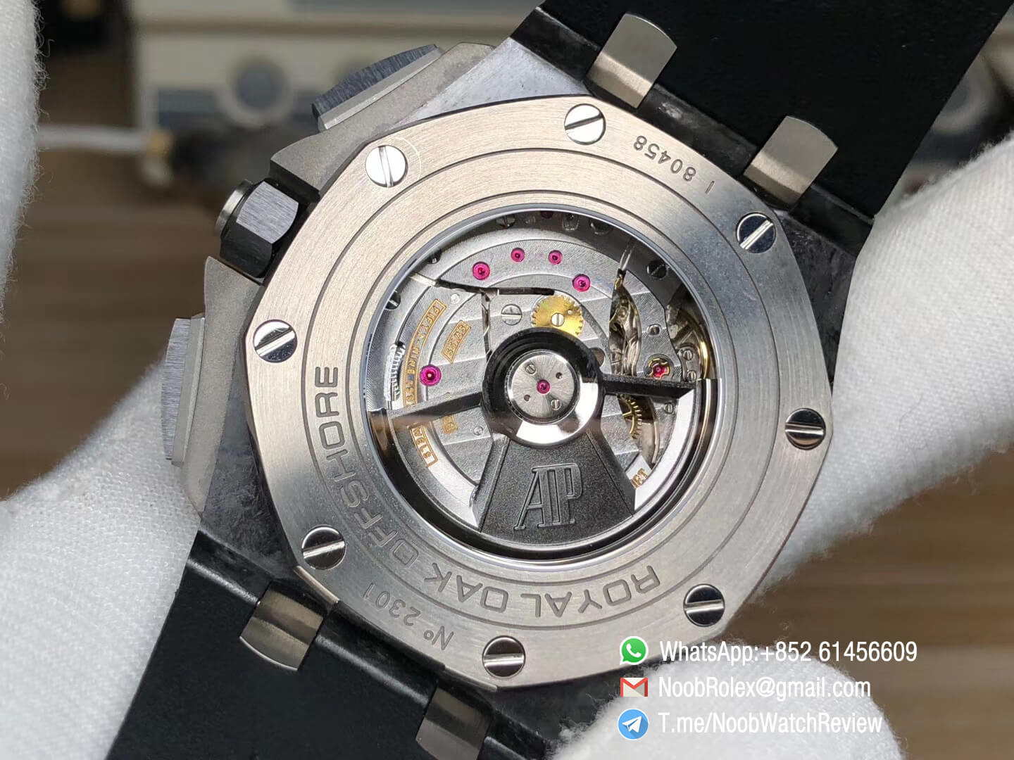 JF V2 Sup Rep Royal Oak Offshore 26400AU 44mm Ceramic Bezel Novelty Forged Carbon Case on Black Rubber Strap A3126 07