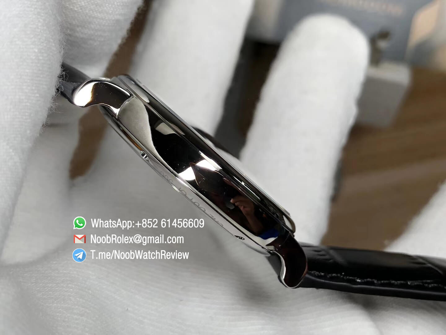 MKS Replica Swiss Watch IWC Portofino IW356512 Automatic Stainless Steel Case Blue Dial on Black Leather Strap A2892 04