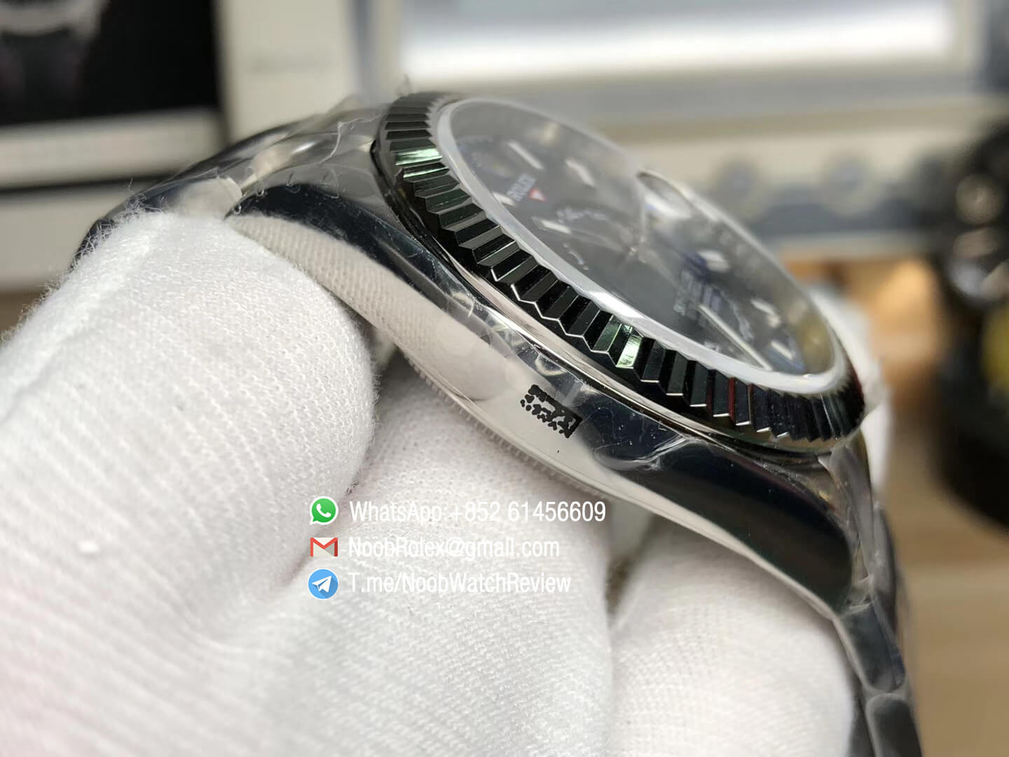 Noob Watch Quality Replica Sky Dweller 326934 Steel Case Blue Dial on Steel Bracelet Asian 9001 Movement Manual Month Display 06