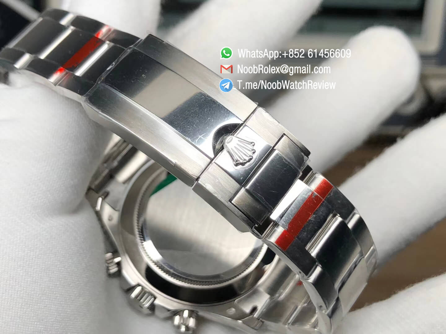 Noob Watches Rolex Daytona 116509 904L Stainless Steel Case and Bracelet Silver Dial with Red Hands SA4130 V3 08