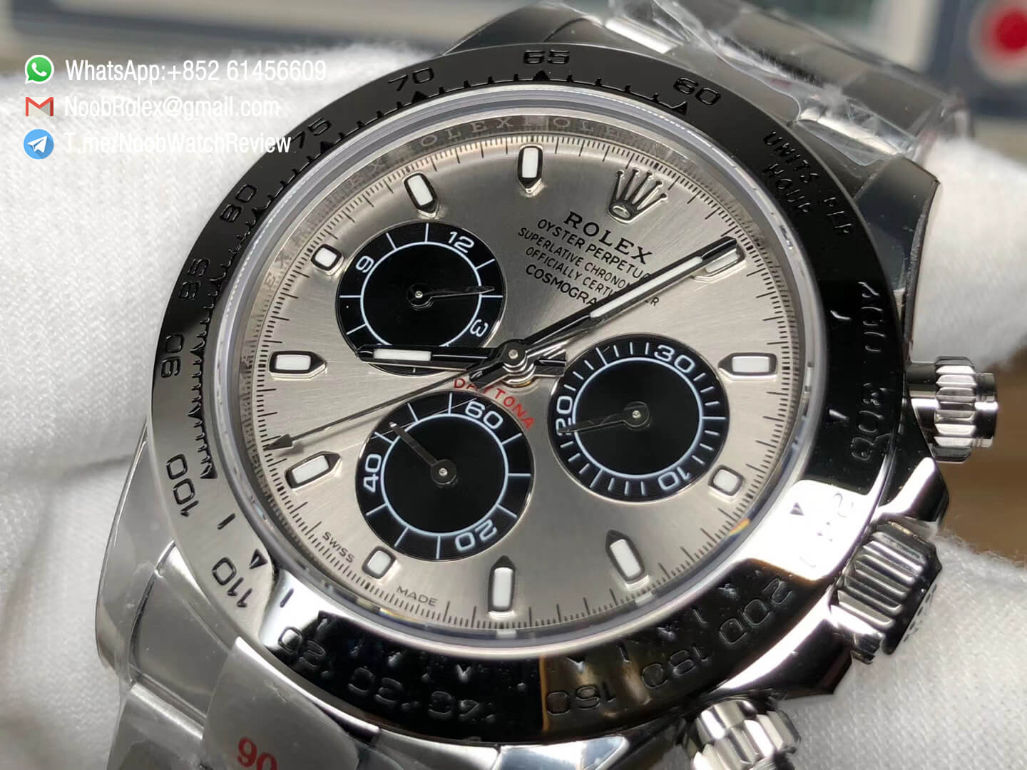 Noob Watches Rolex Daytona 116509 904L Steel Case and Bracelet Gray Dial Black Sub Dial SA4130 V3 05